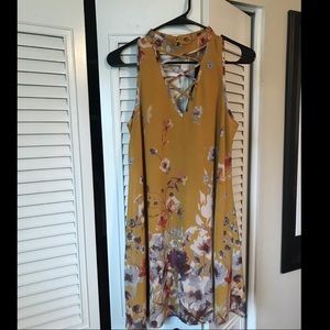 Yellow floral shift dress